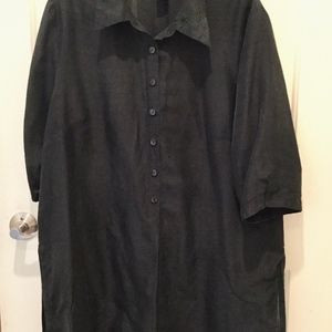 Venezia Long black silk-blend button-down shirt XL